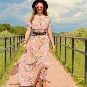NWT Blush Pink Maxi Dress Off Shoulder